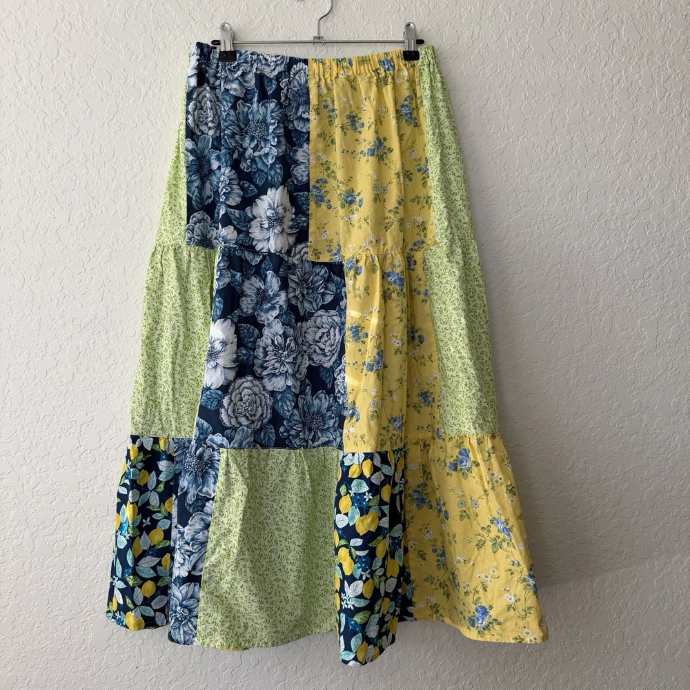 Handmade Patchwork Skirt Small? Hippie Boho Fruit Print Lemon Floral Cottagecore